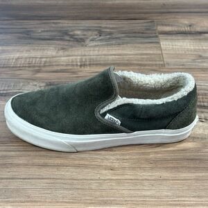 Vans Asher Suede Sherpa Drizzle Shoes Women’s 8.5 Green Slip On